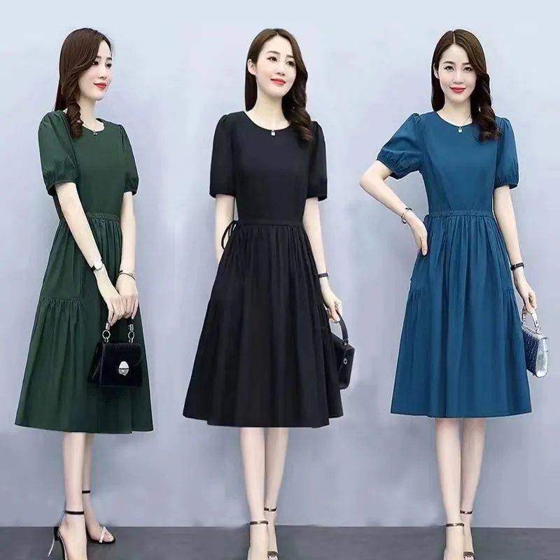 Đầm Cotton Lanh Mỏng Dáng Rộng Xếp Ly Thời Trang Mùa Hè Hàn Quốc 2022 Mới