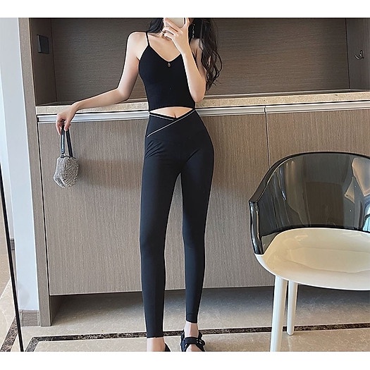 Quần legging CHIPXINHXK cạp chéo chất co giãn thoải mái vận động