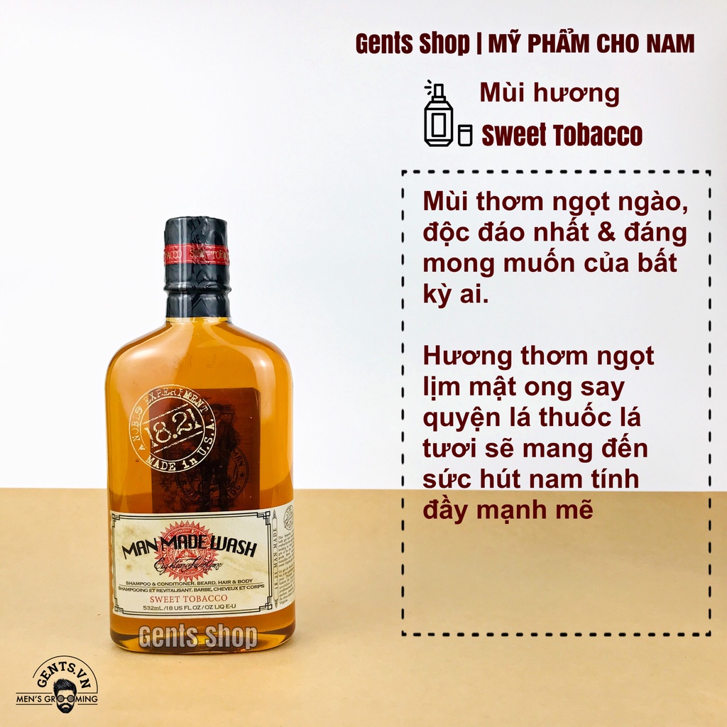 Sữa tắm gội, xả toàn thân 3in1 cho nam 18.21 Man Made Wash 950ml hương nước hoa cao cấp