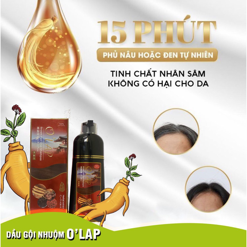 Dầu Gội Đen(nâu) Collagen Olap, gội là đen gội là nâu