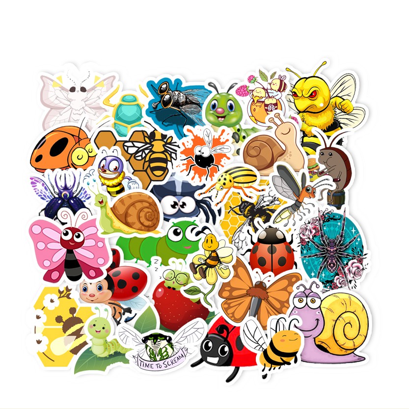 Sticker Chủ Đề Côn Trùng Dễ Thương | STK71 | Hình Dán Sticker Trang Trí Mũ Bảo Hiểm Sổ Tay Bình Nước Bình Sữa