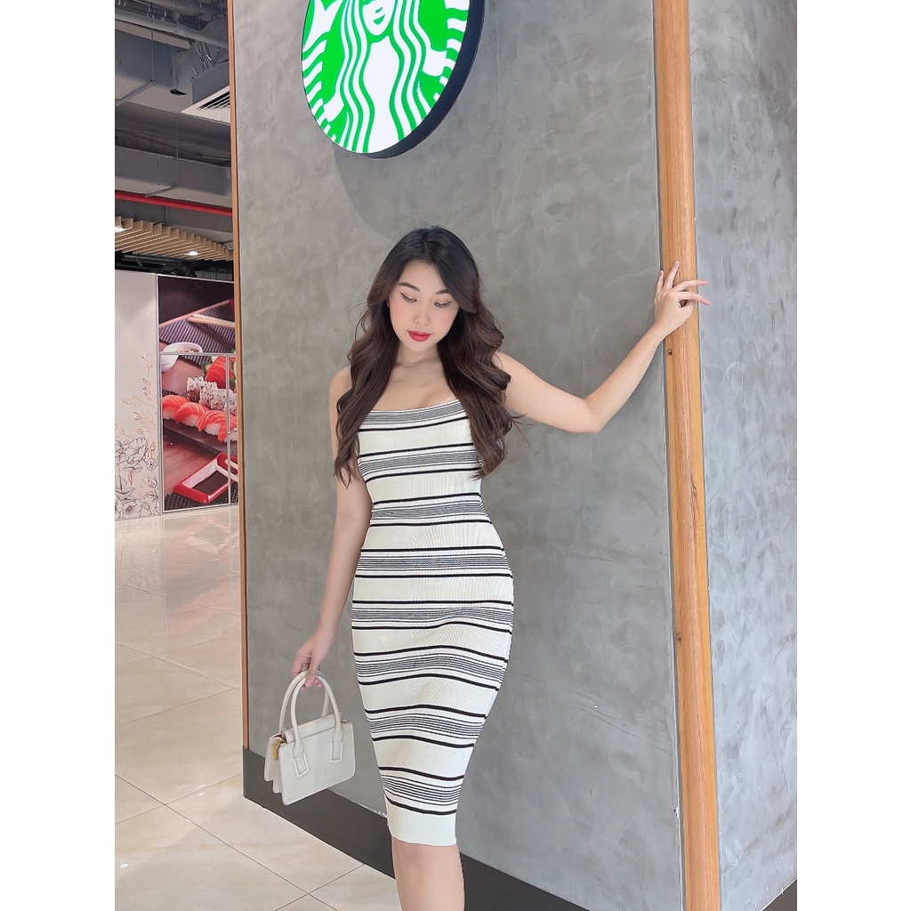 Set Áo khoác + Đầm 2 dây trẻ trung chỉ mịn cao cấp Paola DS01