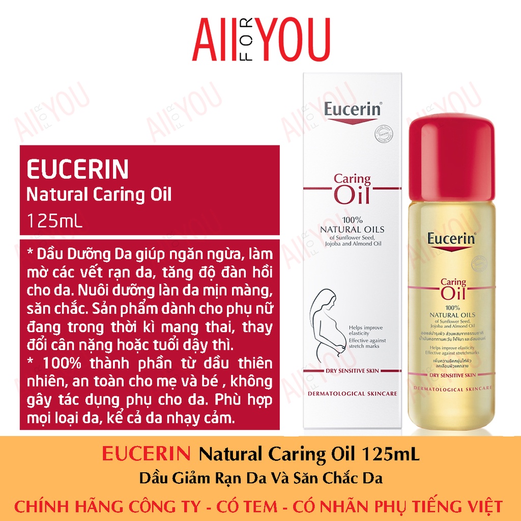 [CHÍNH HÃNG CÓ TEM] EUCERIN Natural Caring Oil 125mL - Dầu Hỗ Trợ Giảm Rạn Da Và Giúp Da Săn Chắc.