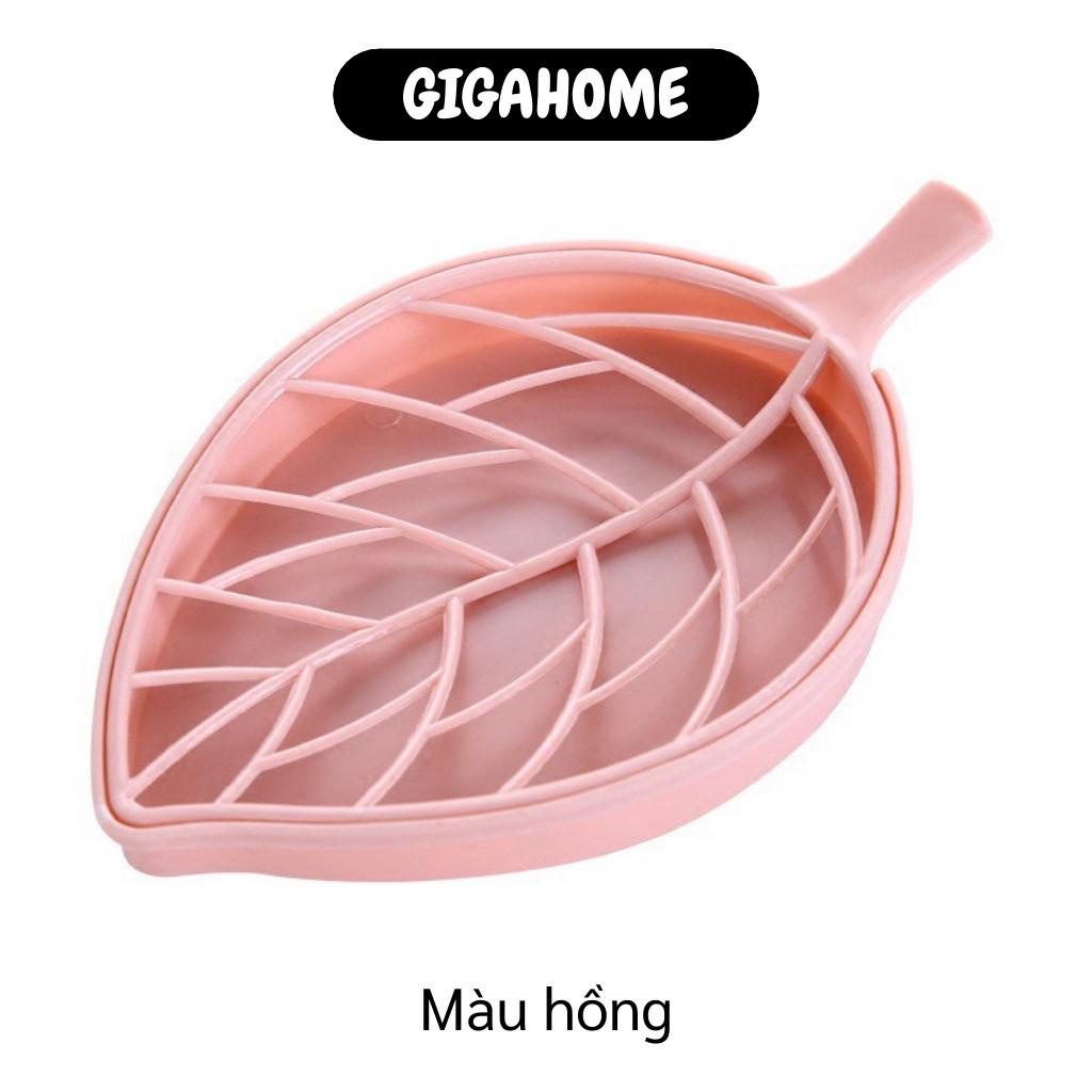 Khay đựng   GIÁ VỐN]   Khay đựng xà phòng hình chiếc lá 2 lớp giúp xà phòng luôn khô ráo, không bị dính nước 4718