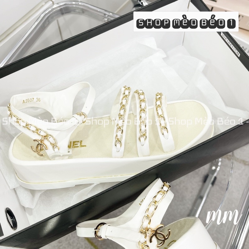 Sandal cn ba quai xích ngang đế bằng fullbox