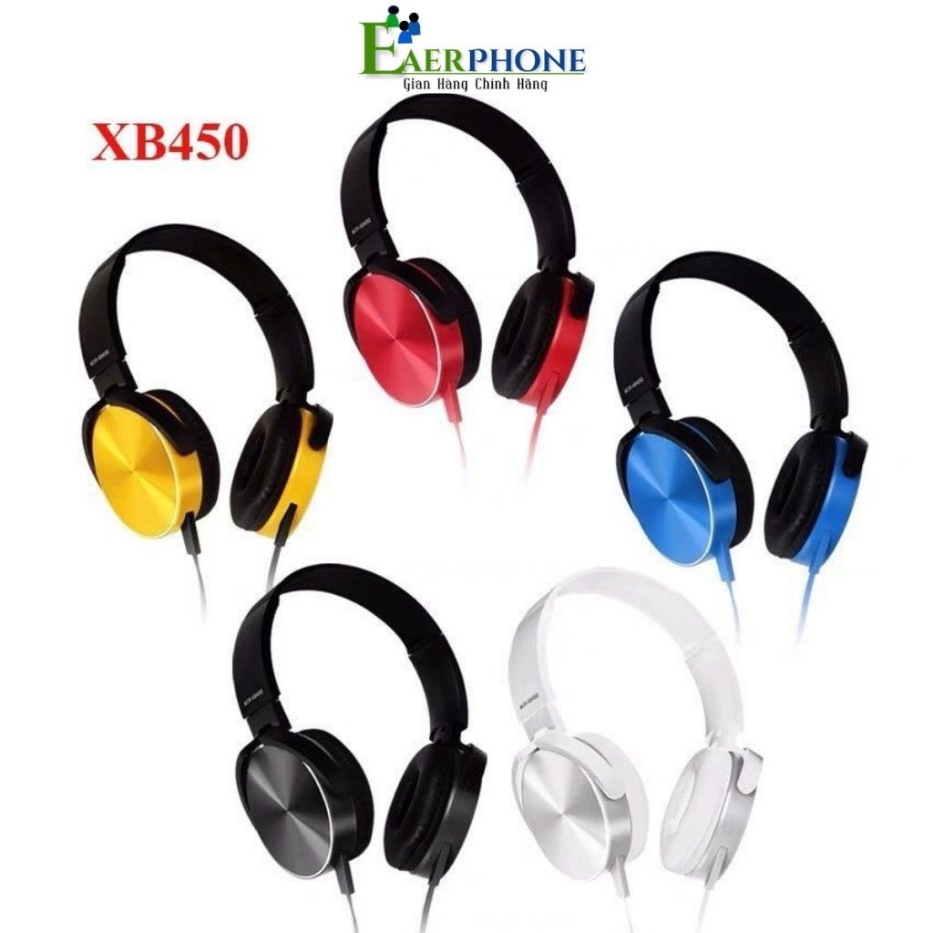 Tai nghe có dây, chụp tai Extra Bass cực nhạy XB450, dây cắm trực tiếp với điện thoại, máy tính, âm thanh chất lượng