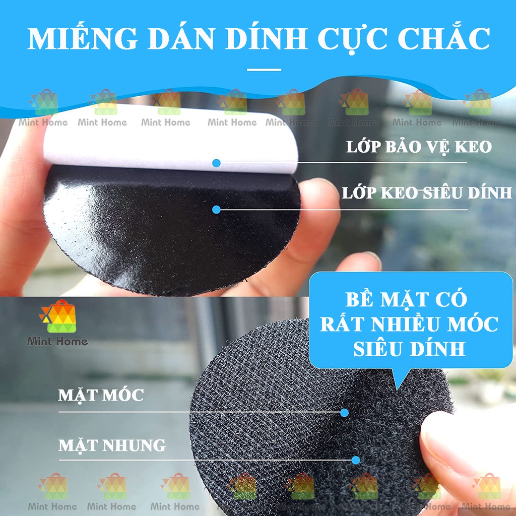 Miếng dây dán gai velcro băng dính 2 mặt cố định chống trượt thảm trải sàn nhà chăn ga khăn lót bàn ghế keo siêu dính