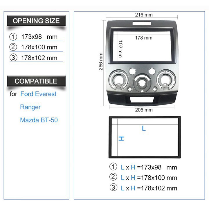 MẶT DƯỠNG LẮP MÀN HÌNH ANDROID FORD EVEREST 2007-2015 9icnh +JAK CẮM ZIN