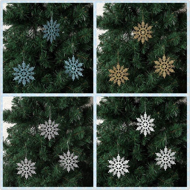 Bộ 12 hoa tuyết trang trí cây thông Giáng Sinh bằng PVC lấp lánh