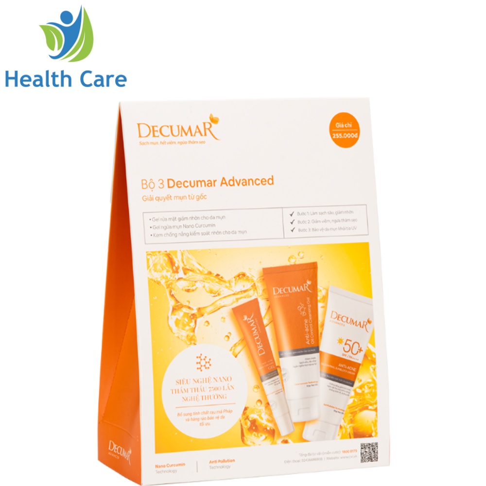 Bộ Decumar Advanced gồm 01 gel ngừa mụn 20gr và 01 sữa rửa mặt dạng Gel Decumar Clean 50gr ngừa mụn thâm viêm đầu đen