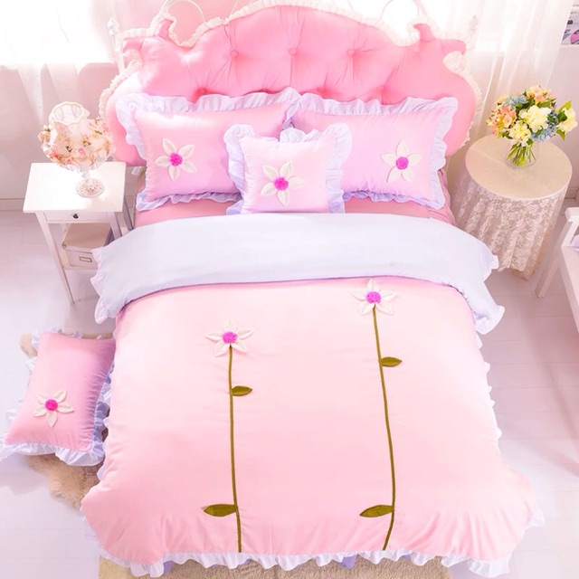 Set ga phủ giường thêu hoa