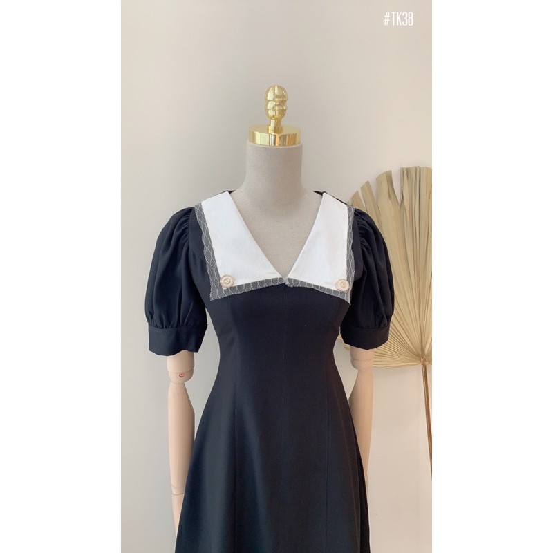 Đầm dự tiệc cổ peterpan phối ren sang trọng | BigBuy360 - bigbuy360.vn