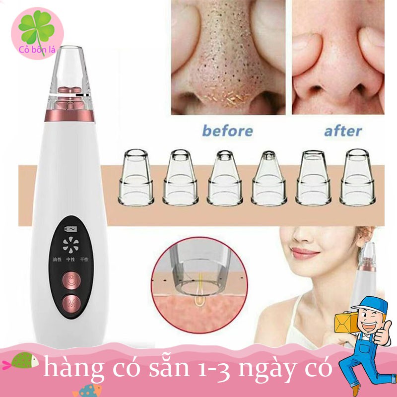 Máy Hút Mụn Mini Cầm Tay Rung Siêu Âm, Chăm Sóc Da Mặt Cao Cấp Với Ba Đầu Hút Mụn, Làm Sạch Sâu Làn Da Nhanh Chóng