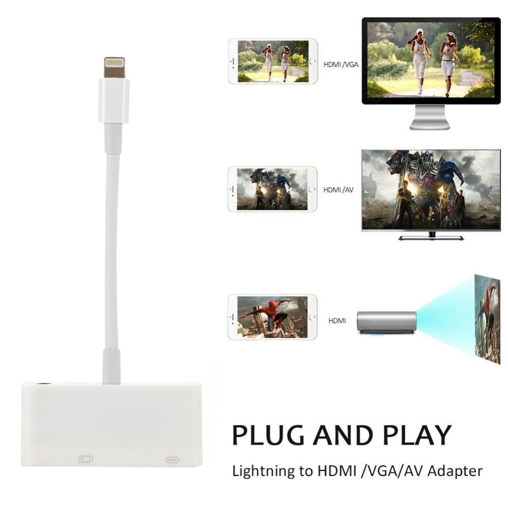 Lightning to VGA Adapter For Iphone X 5s 6 6s 7 7 Plus Ipad For Apple TV Device vn