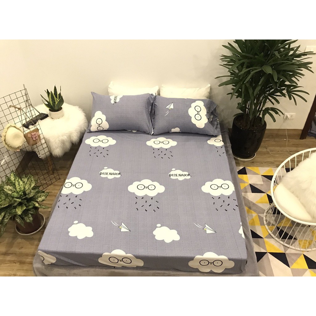 Bộ ga gối 1m6 cotton 100% nhập khẩu mềm mịn mã GGCT-01109