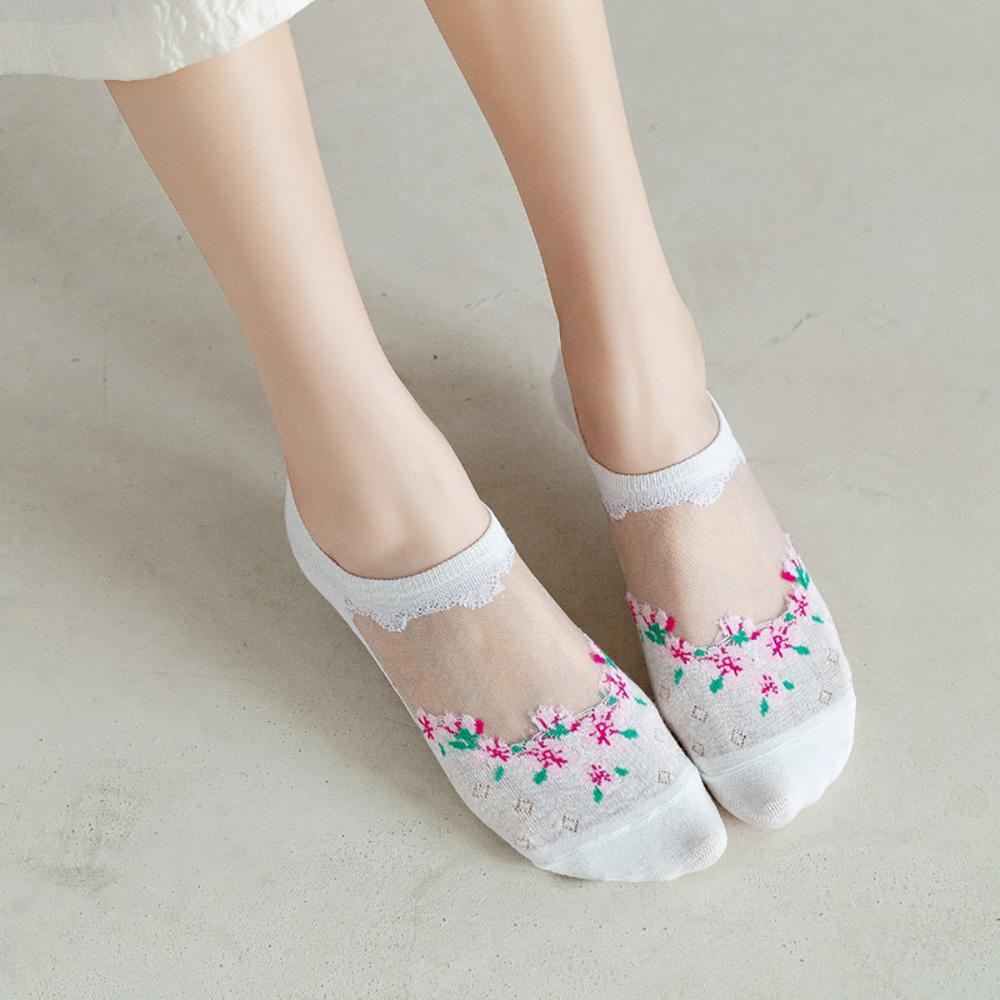SOMEDAYZL Vớ Cotton Trong Suốt Phối Hoa Dễ Thương Thoải Mái Cho Bé Gái