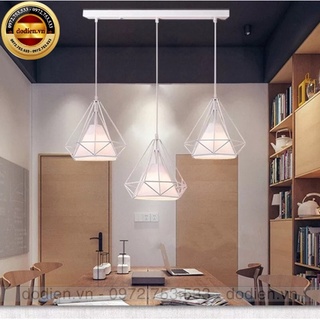 Đèn chùm thả bàn ăn 3 đèn trang trí kim cương màu trắng T083