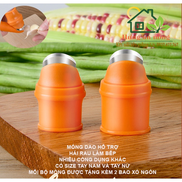 L1 - Bộ dụng cụ dao móng tay sắc bén kèm 2 bao xỏ ngón hái rau hái trái, làm bếp siêu tiện ít có size nam nữ.