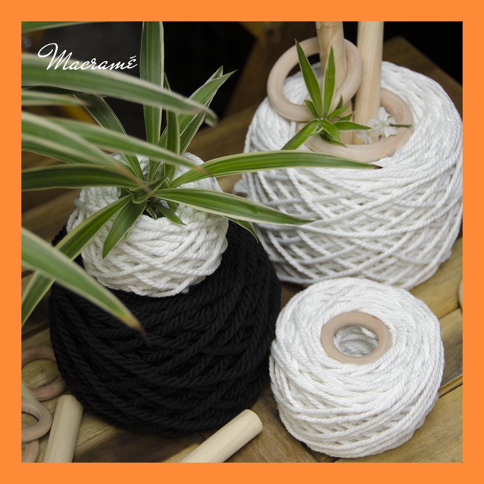 Dây thừng 3 xoắn Macrame màu đen 3mm