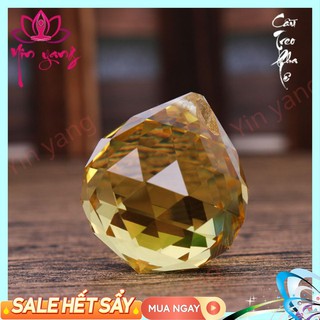 Quả cầu treo pha lê phong thủy đa giác màu vàng cao cấp