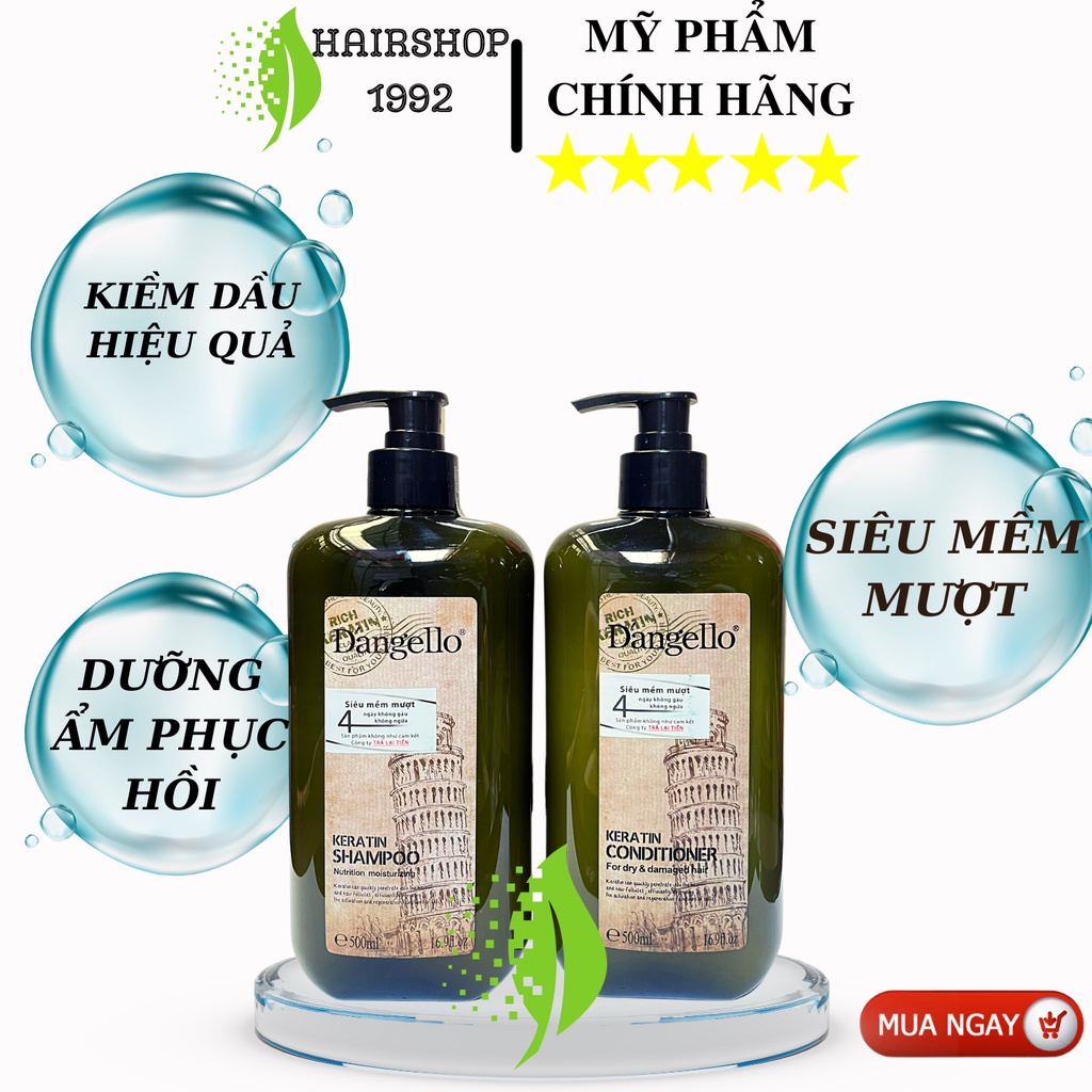 Cặp dầu gội xả keratin Dangello 800ML *2 Phục hồi tái sinh tóc kiềm dầu hiệu quả siêu mềm mượt chính hãng |HAIRSHOP_1992