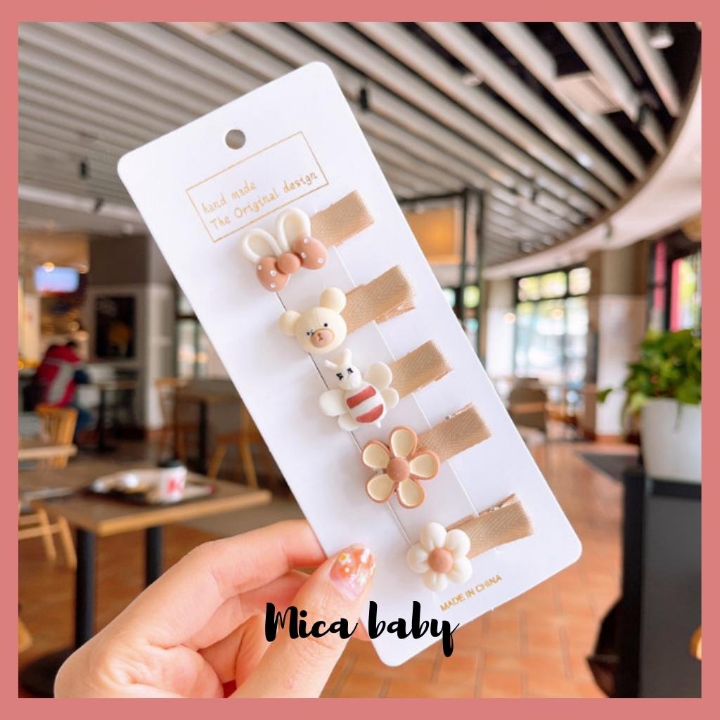 Set kẹp tóc cho bé gái gắn hình thú siêu dễ thương kt34 Mica Baby