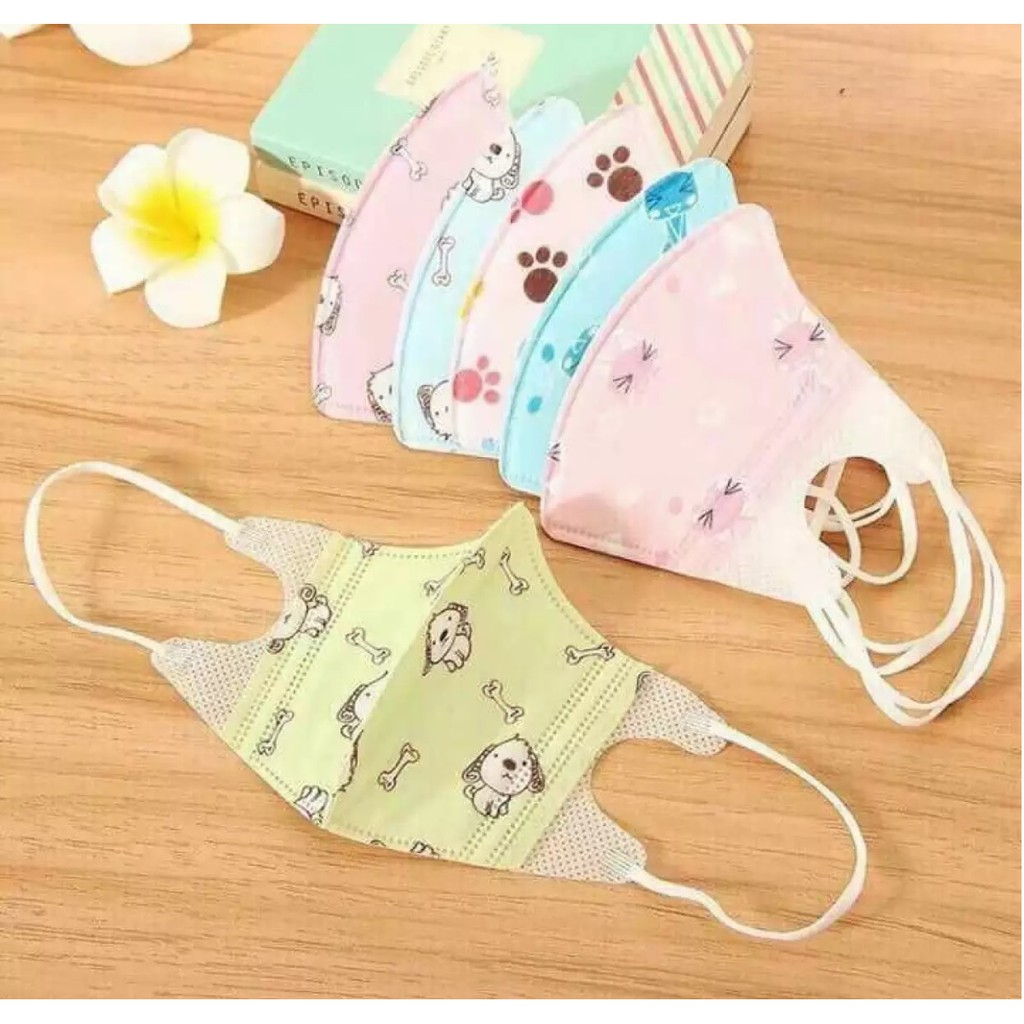 Set 10 khẩu trang y tế 4 lớp kháng khuẩn cho trẻ em từ 2-12 tuổi nhiều họa tiết và màu sắc đáng yêu