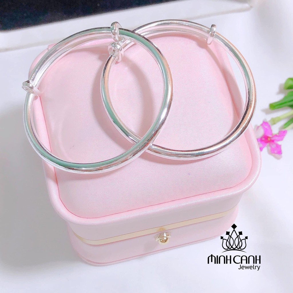 Lắc Bạc Tròn Trơn Khắc Tên Điều Chỉnh Được Size Cho Bé 0 đến 2 Tuổi - Minh Canh Jewelry