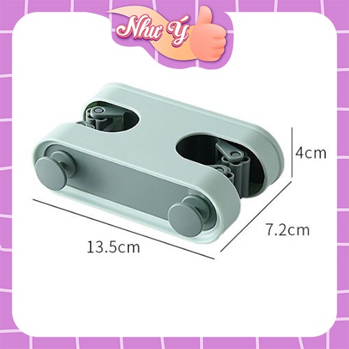 Móc dán tường đôi kẹp giữ cây lau nhà, treo chổi đa năng nhiều màu sắc, sang trọng