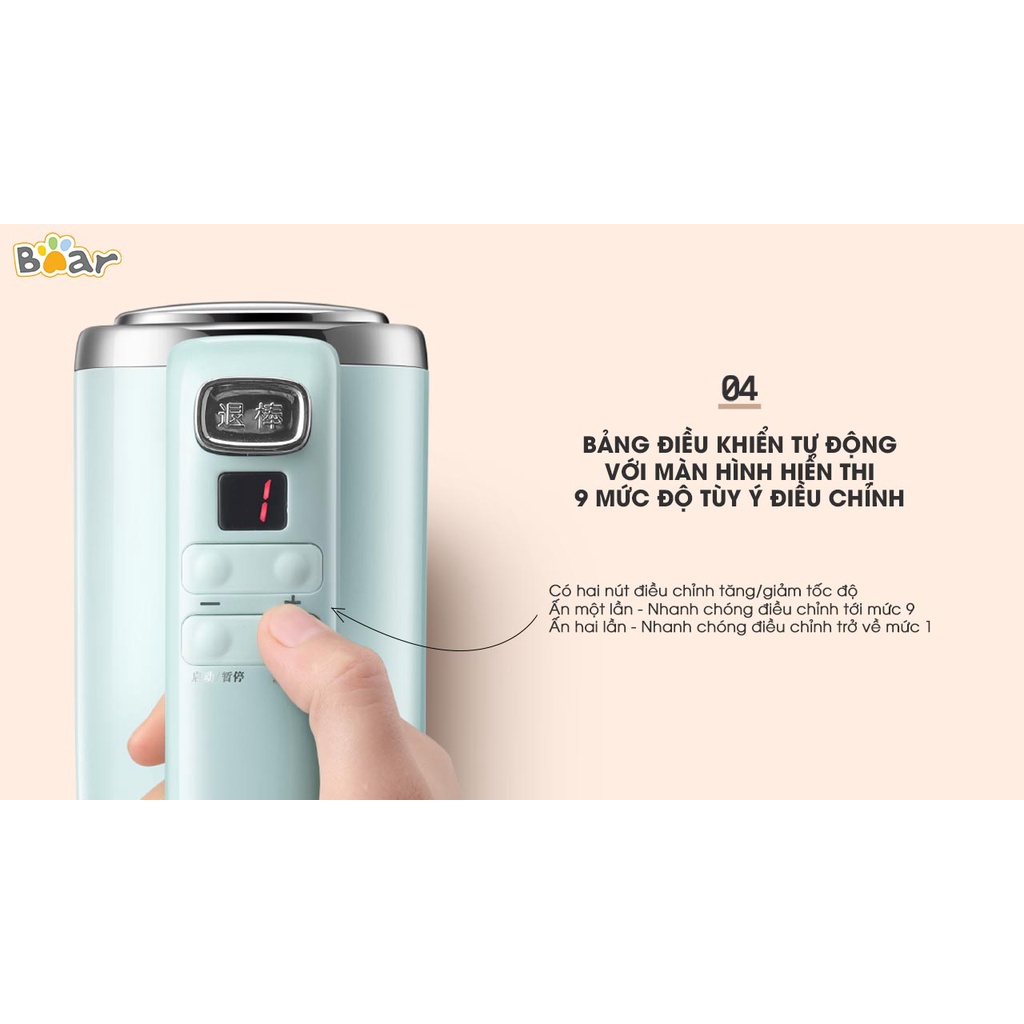 Máy đánh trứng Cầm Tay Mini Để Bàn Đa Năng Bear DDQ-B03V1 (Bản Quốc Tế)_ Máy Đánh Trứng Trộn Bột_Đánh Kem, BH 18 tháng