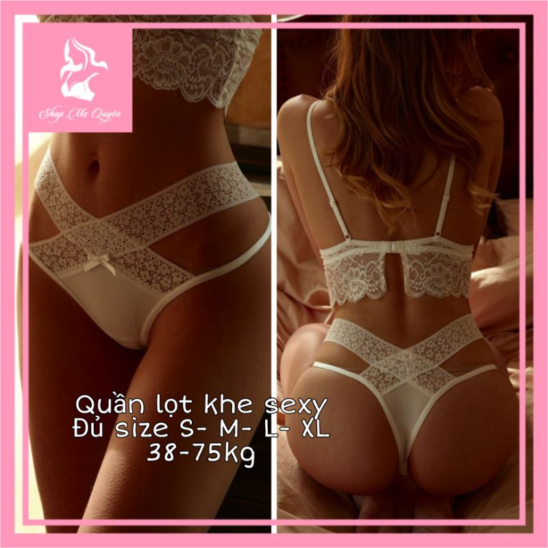 Quần lót lọt khe nữ chất liệu ren phối thun sexy dây chéo cá tính mã 3097