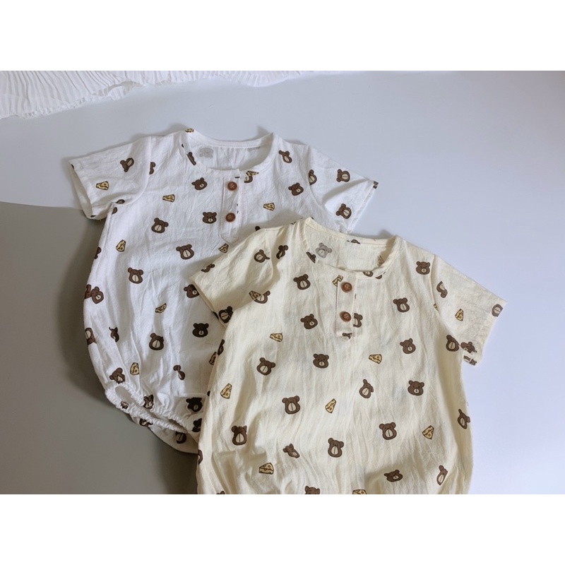 vải thô đũi mềm mát con gấu phô mai may đồ cho bé trai siêu chất