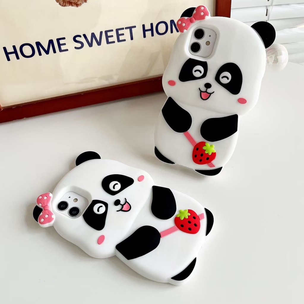 Ốp Điện Thoại Silicon Hình Gấu Trúc 3D Cho iPhone 4 4s 5 5s6 6s 7 8 Plus SE 2020 5 6 7 13 Pro Max 12 Pro Max 11 Pro Max Xs Max XR