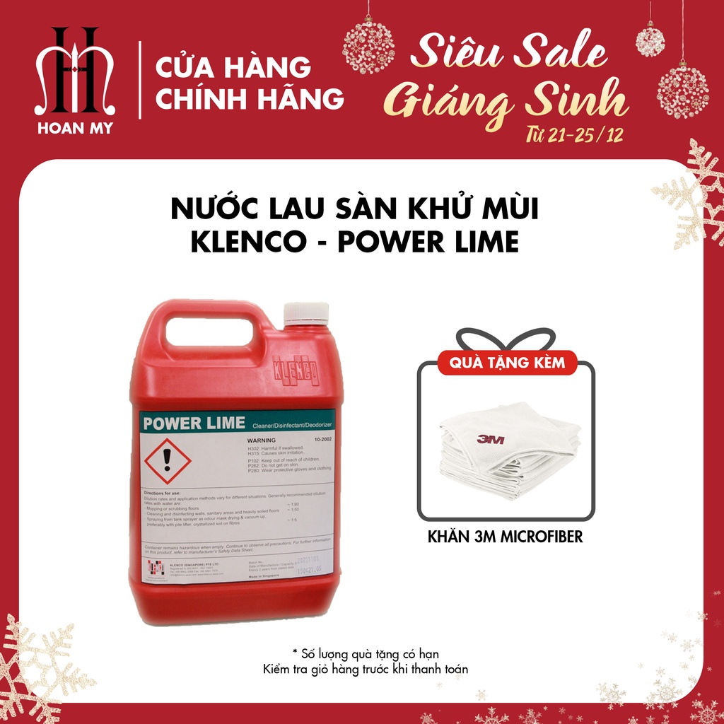 Nước lau sàn khử mùi hương chanh Power Lime can 5L chính hãng Klenco Singapore