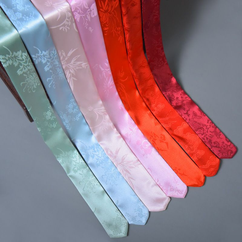 Dây buộc tóc cổ trang chất liệu tơ lụa in hoa kèm dây tô