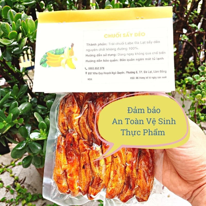 Chuối sấy dẻo không đường 300gr NutiFarm trái cây sấy đặc sản đà lạt