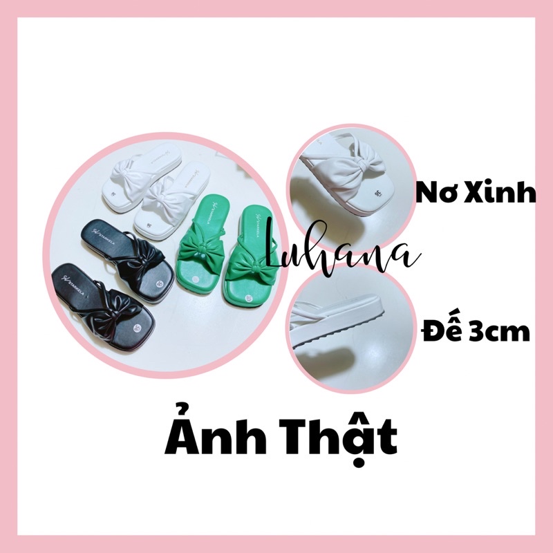 (Ảnh thật-Hàng sẵn)Dép lê nữ thắt nơ đe xuồng thời trang sắc màu.Ms:DÉP NƠ ĐẾ XUỒNG