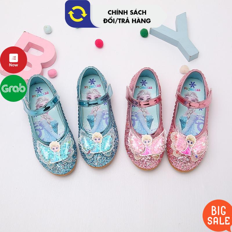 Giày búp bê bé gái in hoạ tiết công chúa ELSA gắn nơ thiên thần Giày búp bê có quai ngang cho bé Búp bê Elsa trẻ em