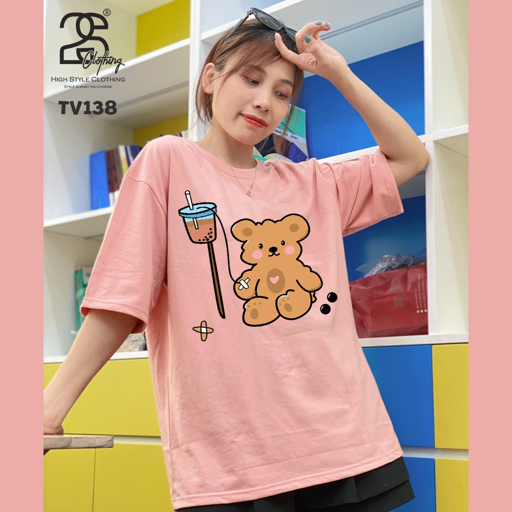 Áo Thun Tay Lỡ 2s Clothing Áo Phông Hình Teddy Dễ Thương Unisex Nam Nữ Cotton Oversize Form Rộng Giá Rẻ In Hình TV138 | BigBuy360 - bigbuy360.vn