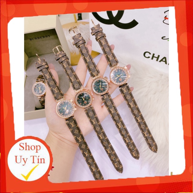 Đồng hồ LV nữ dây da nâu kiểu dáng thời thượng sang trọng, chống nước , bảo hành 12 tháng