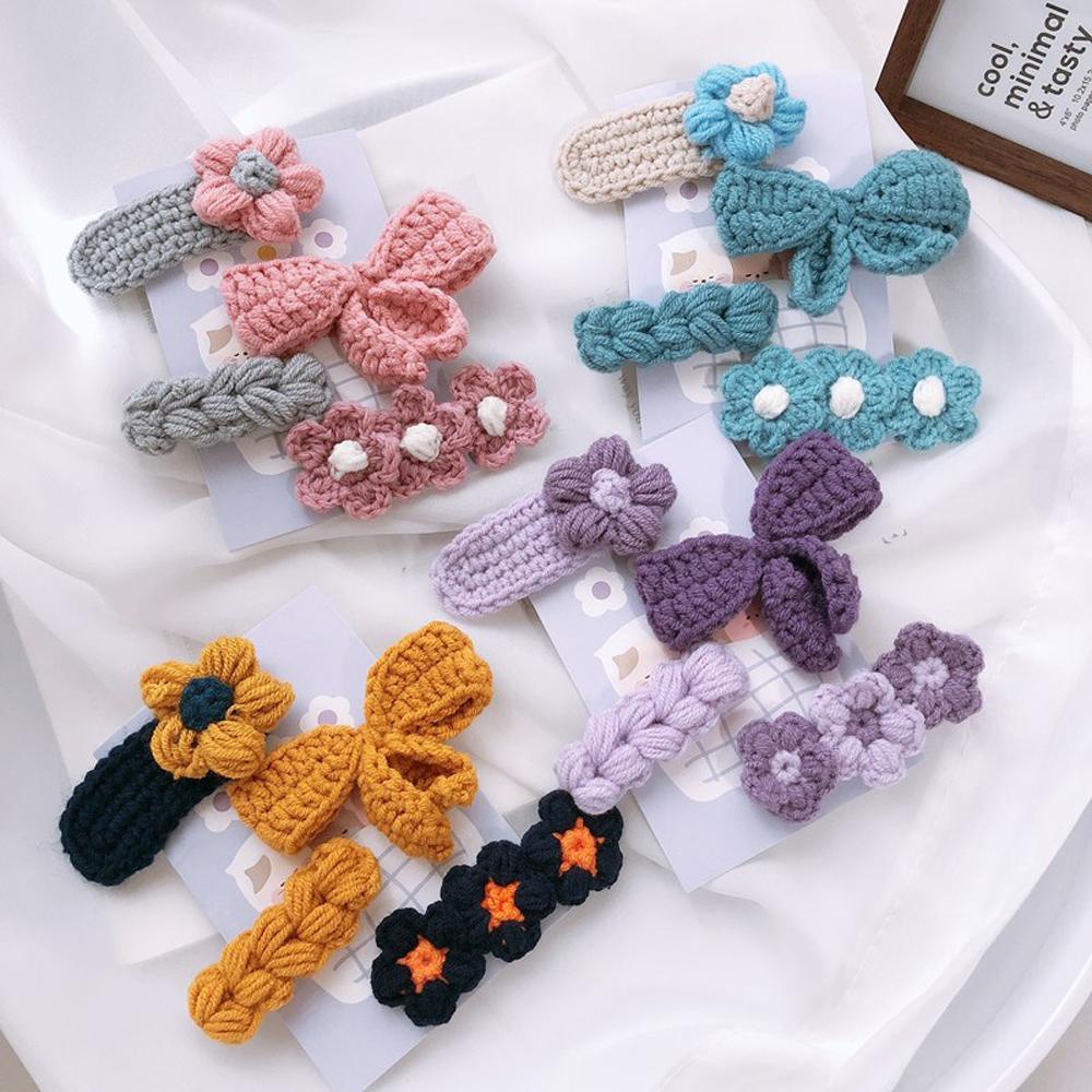 Set 4 Kẹp Tóc Nơ Màu Sắc Ngọt Ngào Phong Cách Hàn Quốc Cho Nữ