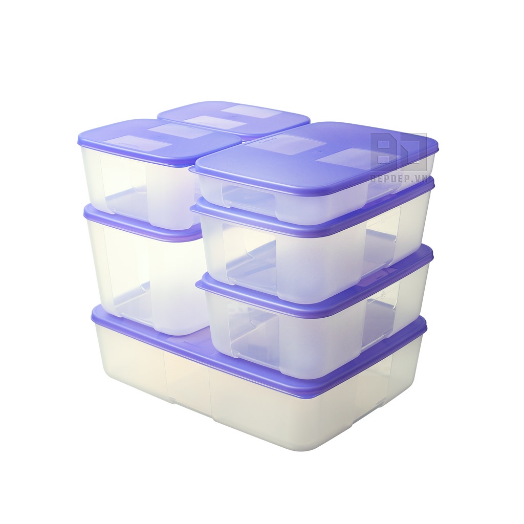 Bộ hộp trữ đông Tupperware FreezerMate Essential Set - Bộ đông tím chuyên BQTP ngăn đông nhiều dung tích