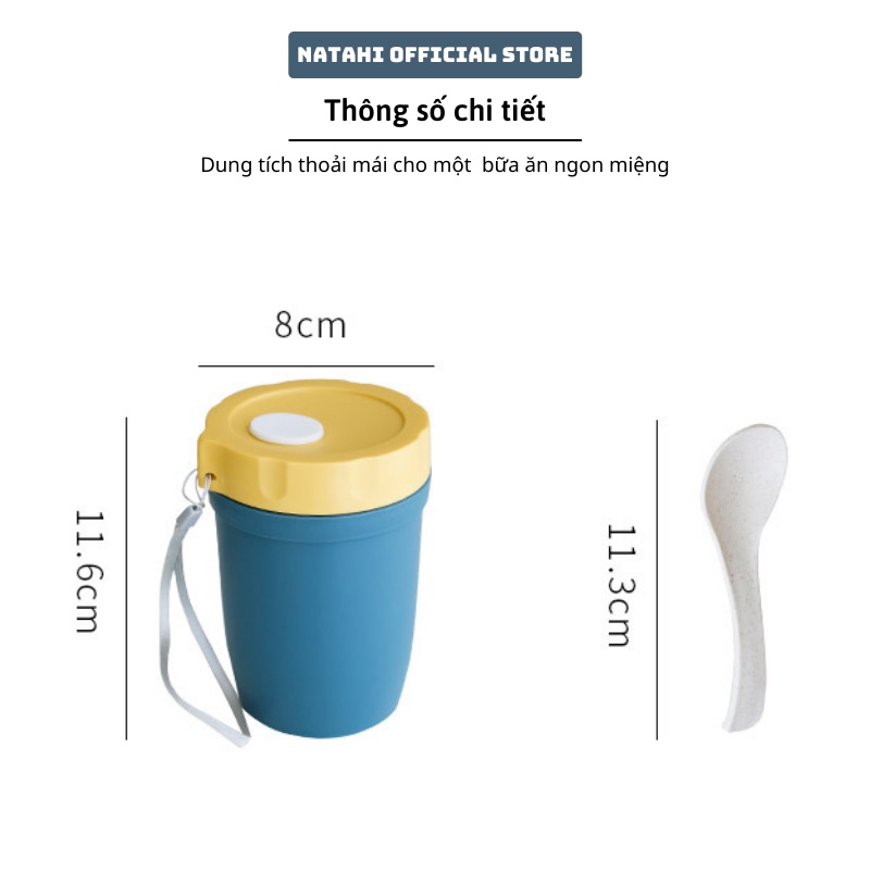 Cốc đựng canh giữ nhiệt lúa mạch văn phòng NATAHI GP01 đựng ngũ cốc, sữa, mang cùng hộp đựng cơm giữ nhiệt