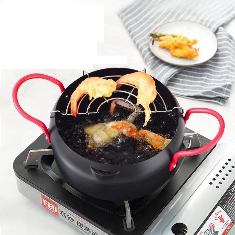 Nồi Chiên Lọc Dầu Size 18Cm Kèm Vỉ Gác Chảo Ráo Dầu Tiện Dụng Cho Gia Đình