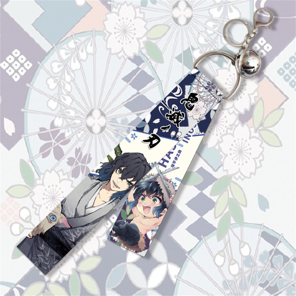 [Ready Stock] Demon Slayer Blade Tanjiro Nezuko Backpack Ornament Double-sided Ribbon Keychain