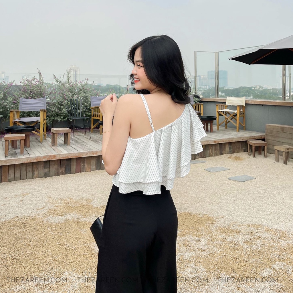 ÁO CROPTOP SỌC LỆCH VAI ZAREEN VOA80