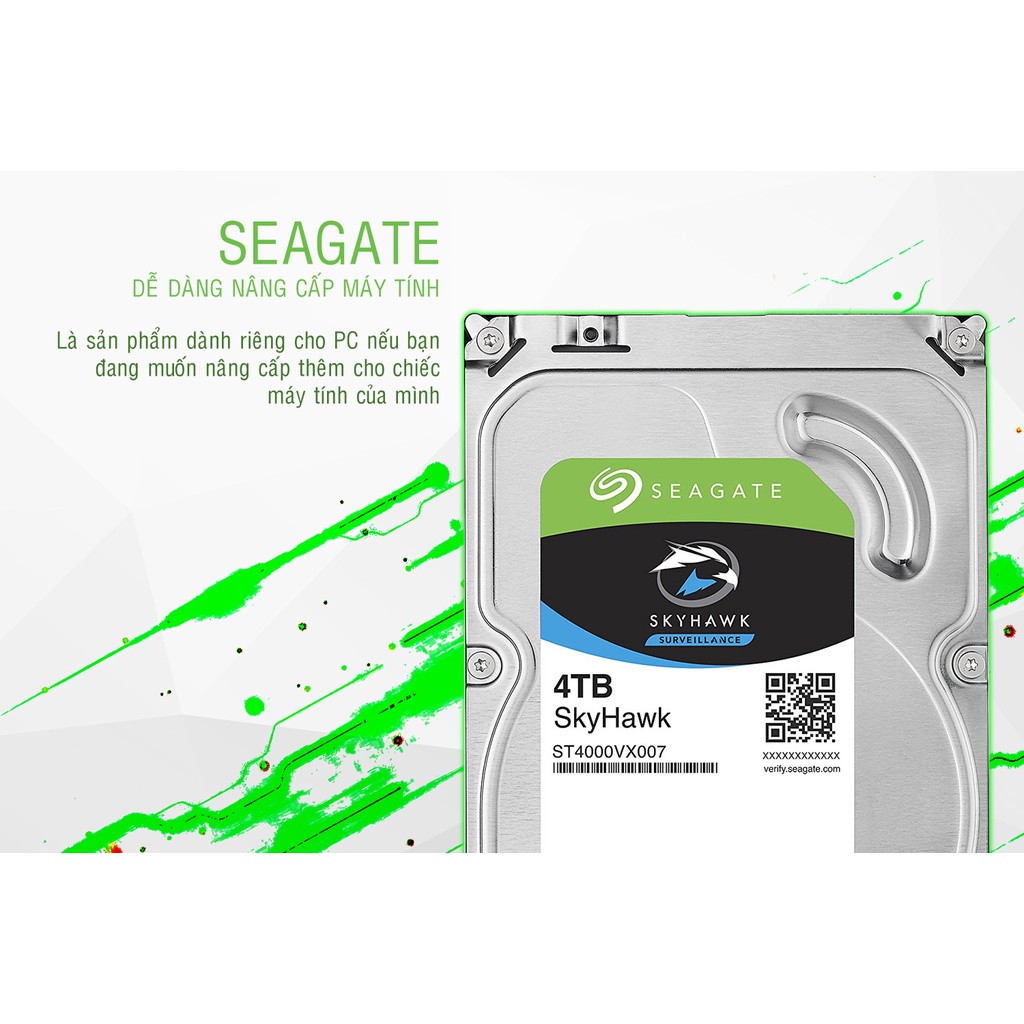 Ổ cứng gắn trong HDD Seagate SkyHawk 4TB 3.5 inch 5900RPM, SATA3 6GB/s - Hàng chính hãng