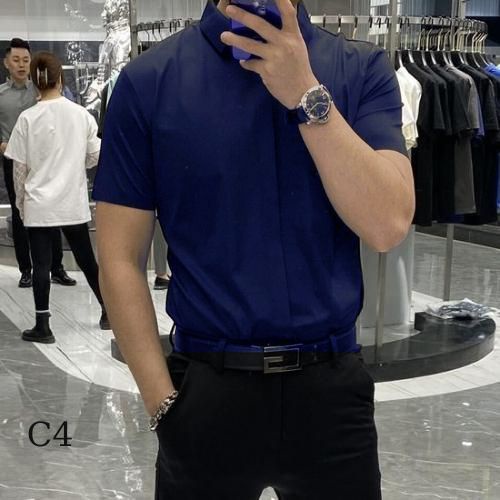 Áo sơ mi nam. Áo sơ mi tay ngắn giấu khuy chất lụa nhập mèn mại,thấm hút mồ hôi -kvind_store08