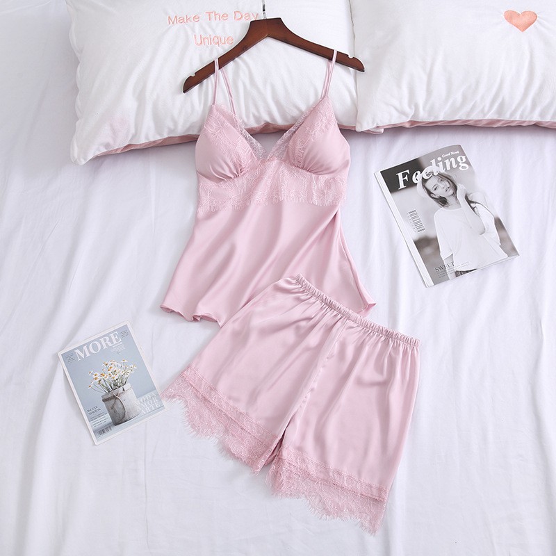 Set Đồ Ngủ Bằng Lụa Lạnh Thiết Kế Thời Trang Quyến Rũ Dành Cho Nữ