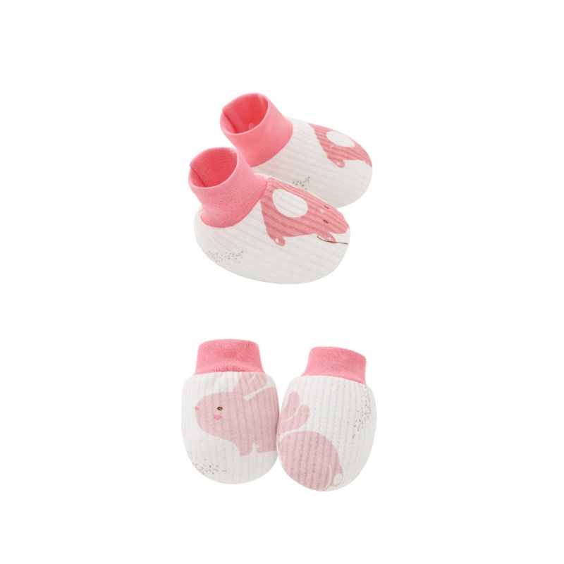 Bộ 2 Đôi Găng Tay Và Vớ Vải Cotton Mềm Chống Trầy Xước Cho Bé Sơ Sinh